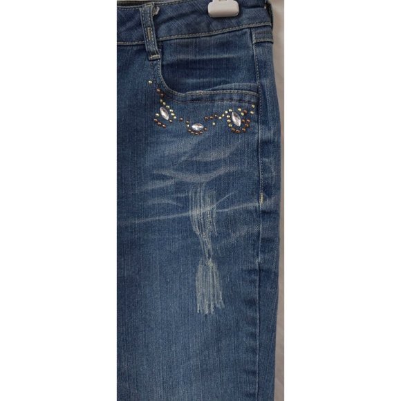 Monroe And Main 10 Embellished Distressed Studded Destroyed Straight Jean 30x29 - Picture 3 of 14